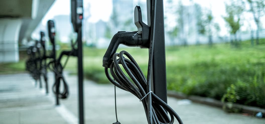 Line of car charging stations