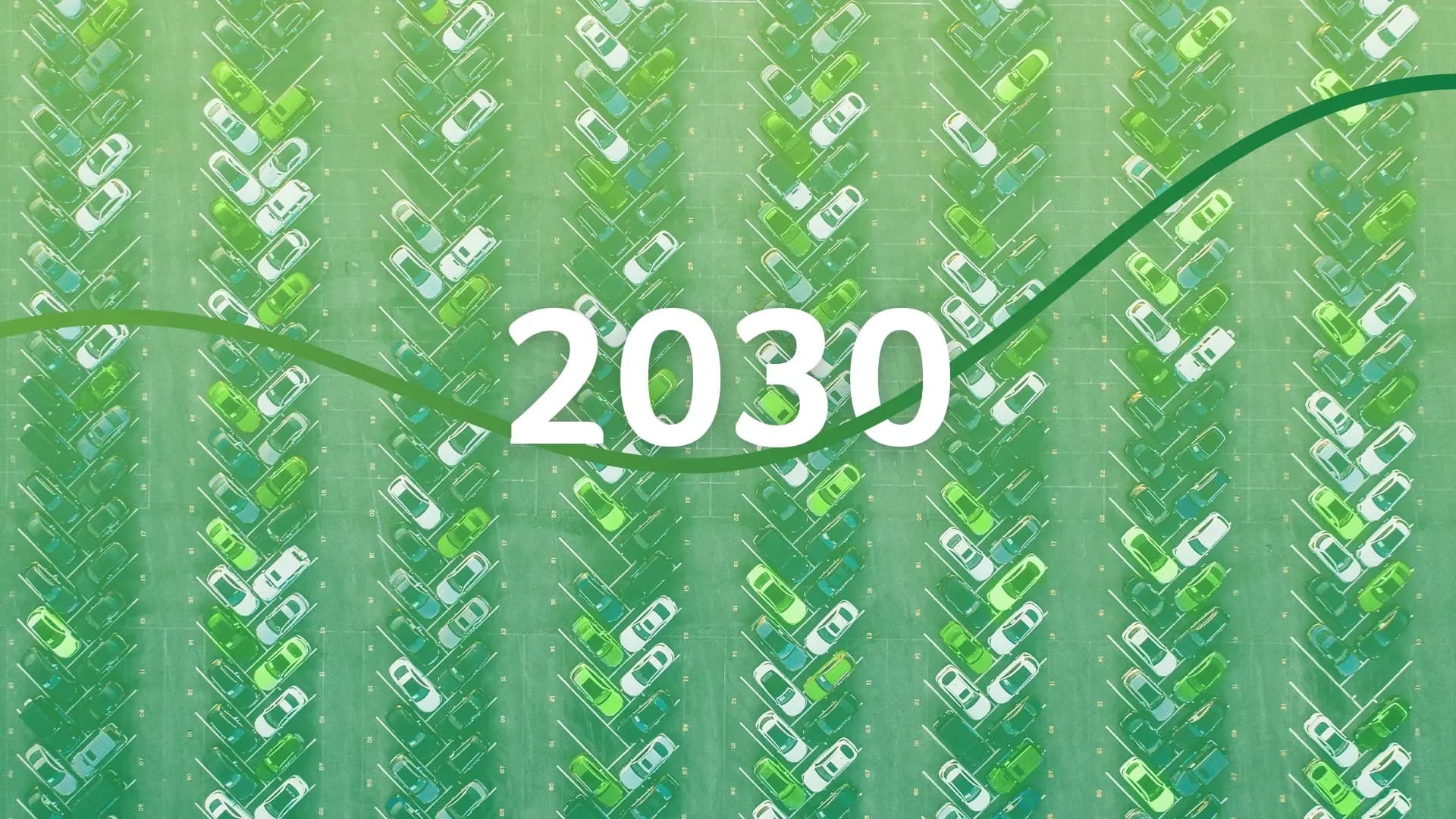 Car lot graphic with 2030 Text