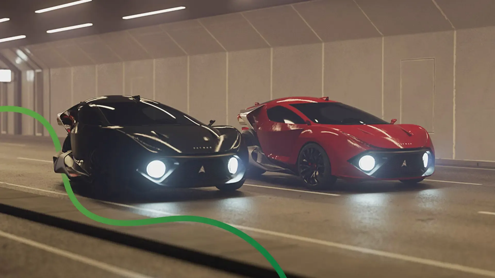 Futuristic Electric vehicles driving and mining