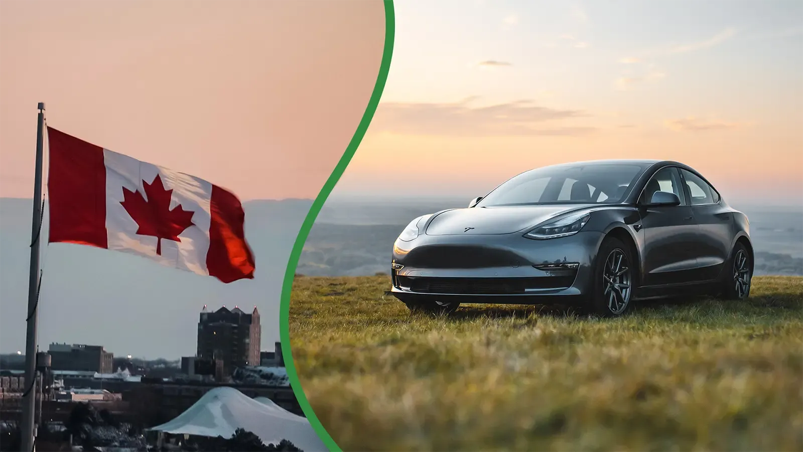 Tesla EV with Canada Flag