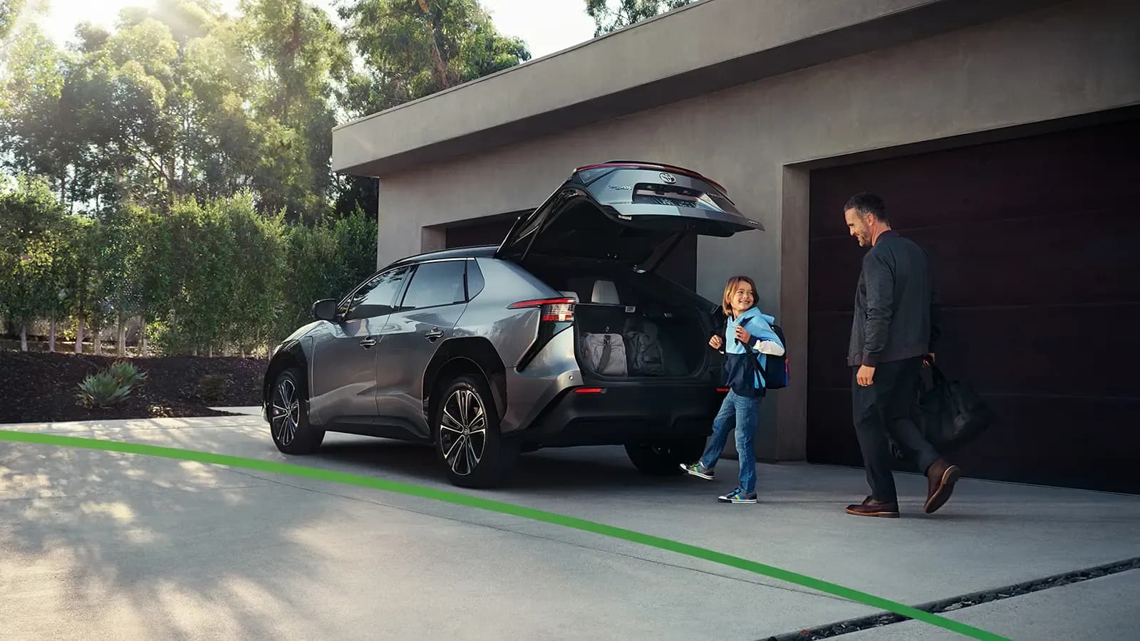 Family packing up a Toyota bZ4X