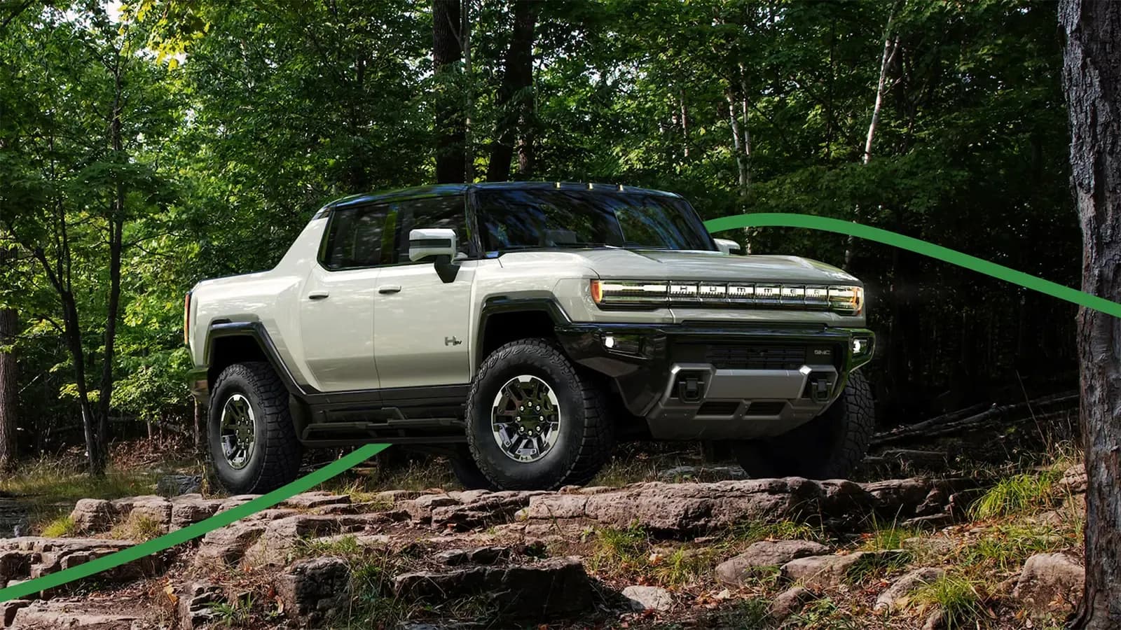 GMC EV Pickup Truck in Forest
