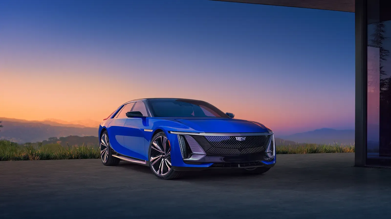 Cadillac Celestiq exterior in the sunset. 