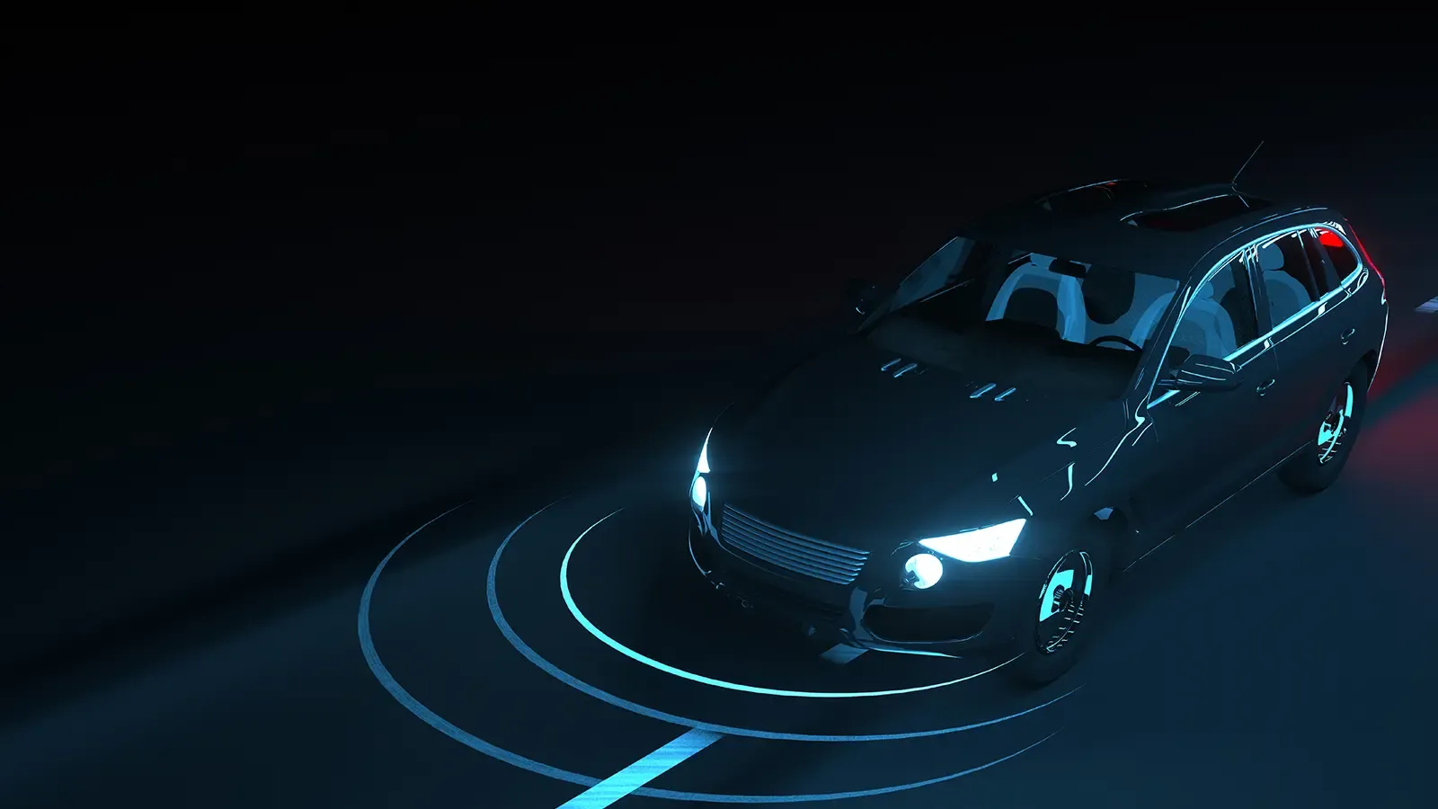 Model showing car driving in auto pilot