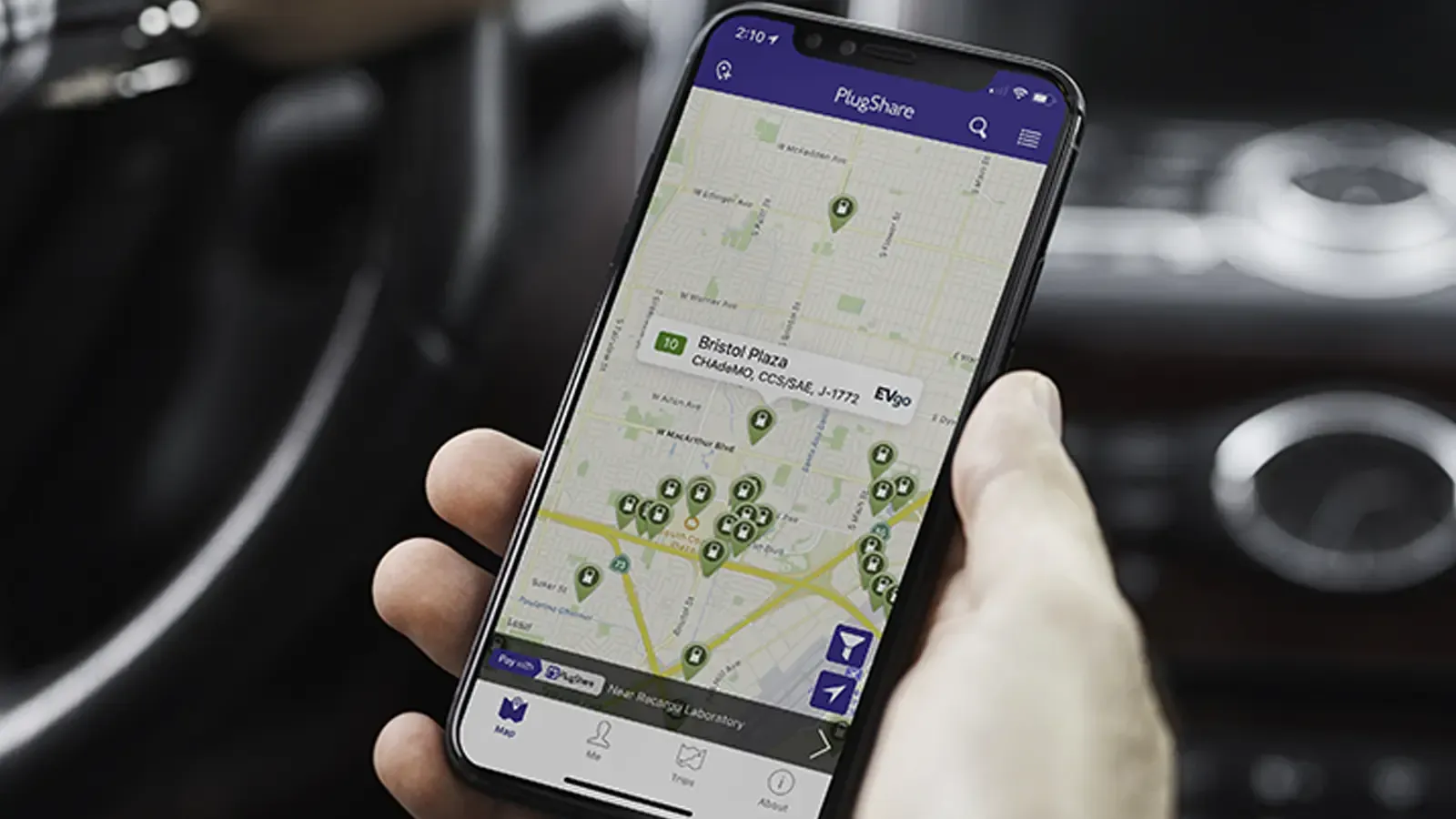 plugshare app on display