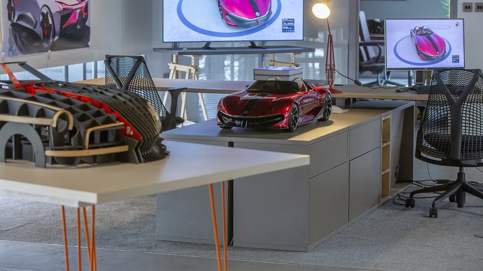 Car models of the red MG Electric Sports Car model 