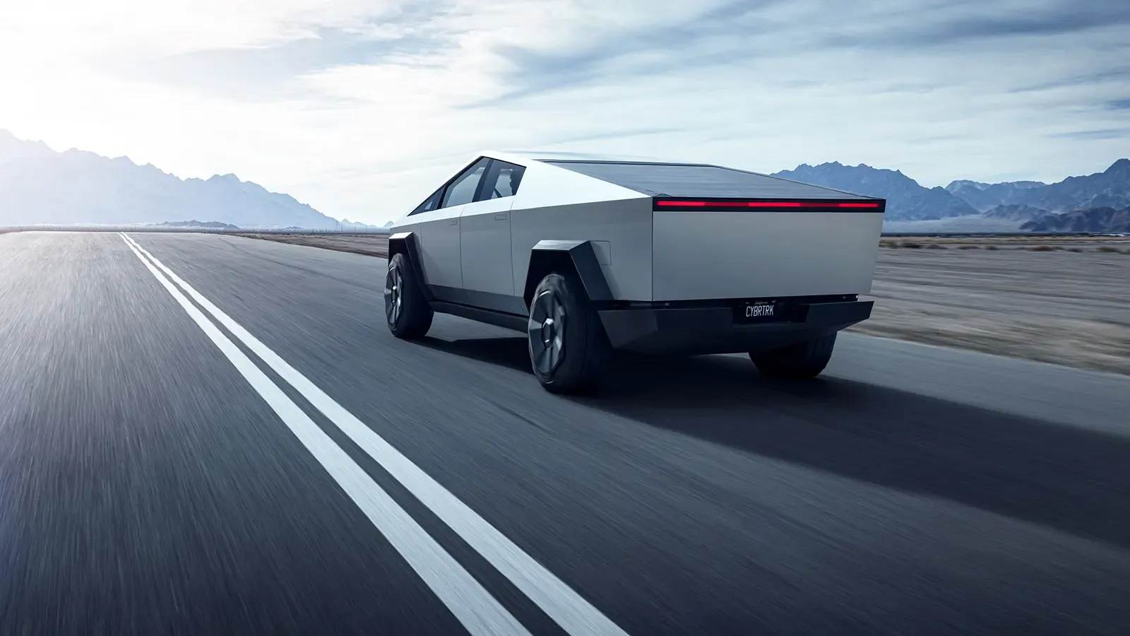 Tesla Cybertruck driving on the road 