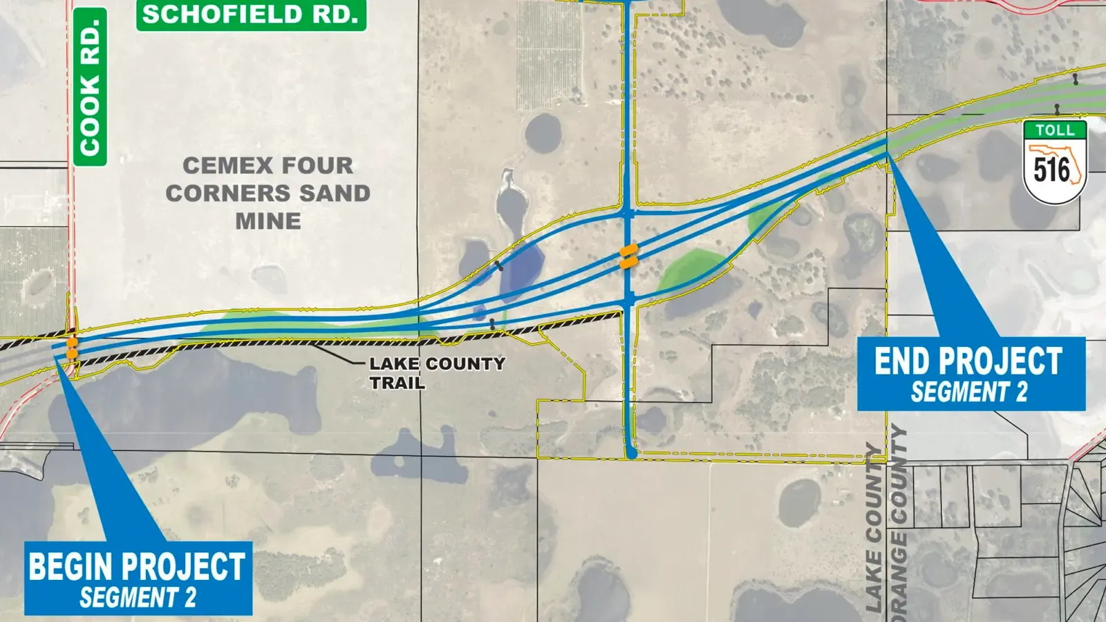 Road 516 from Cook Road to the Lake/Orange County Line