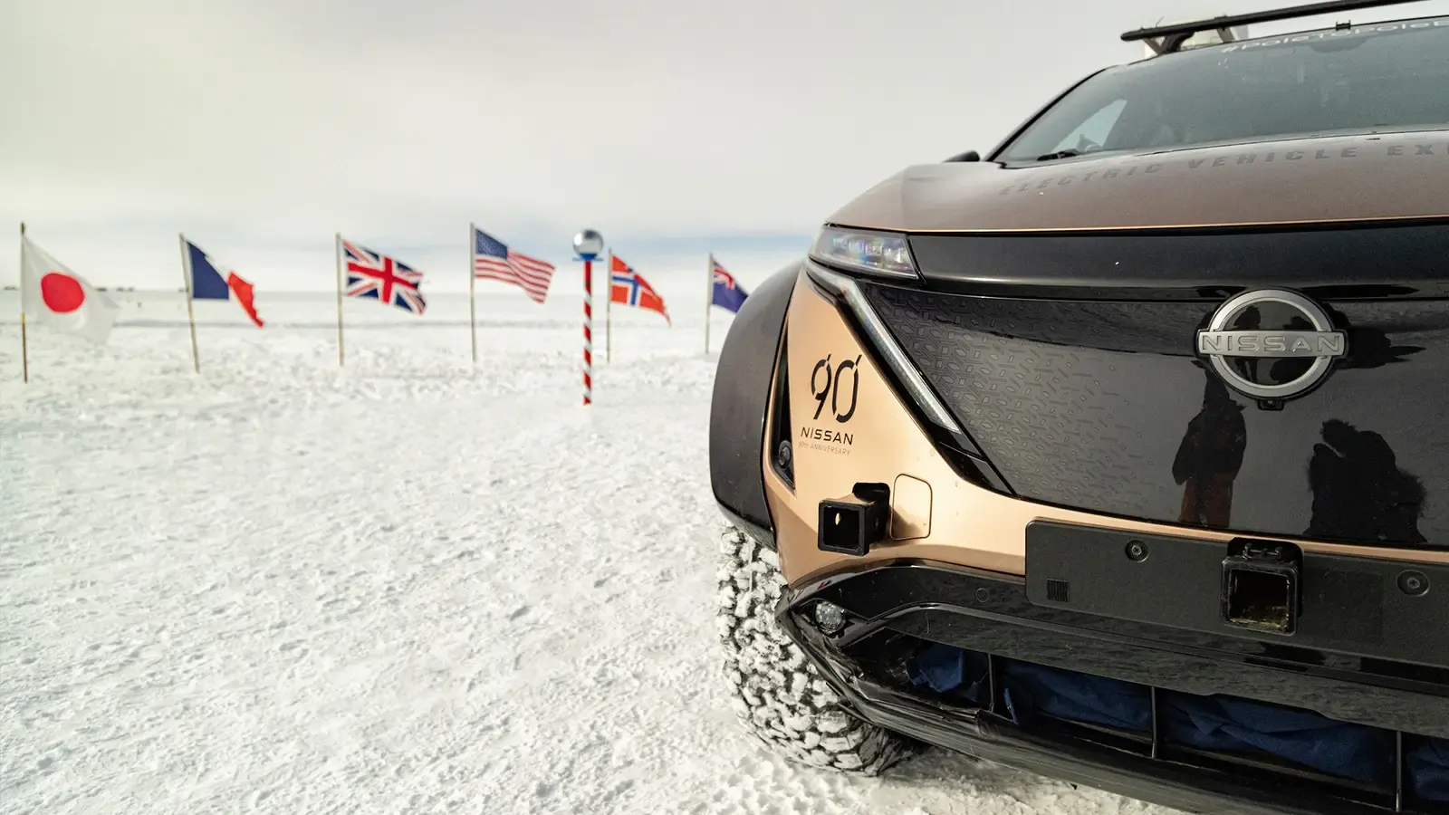 The Nissan Ariya used on the pole to pole expedition 