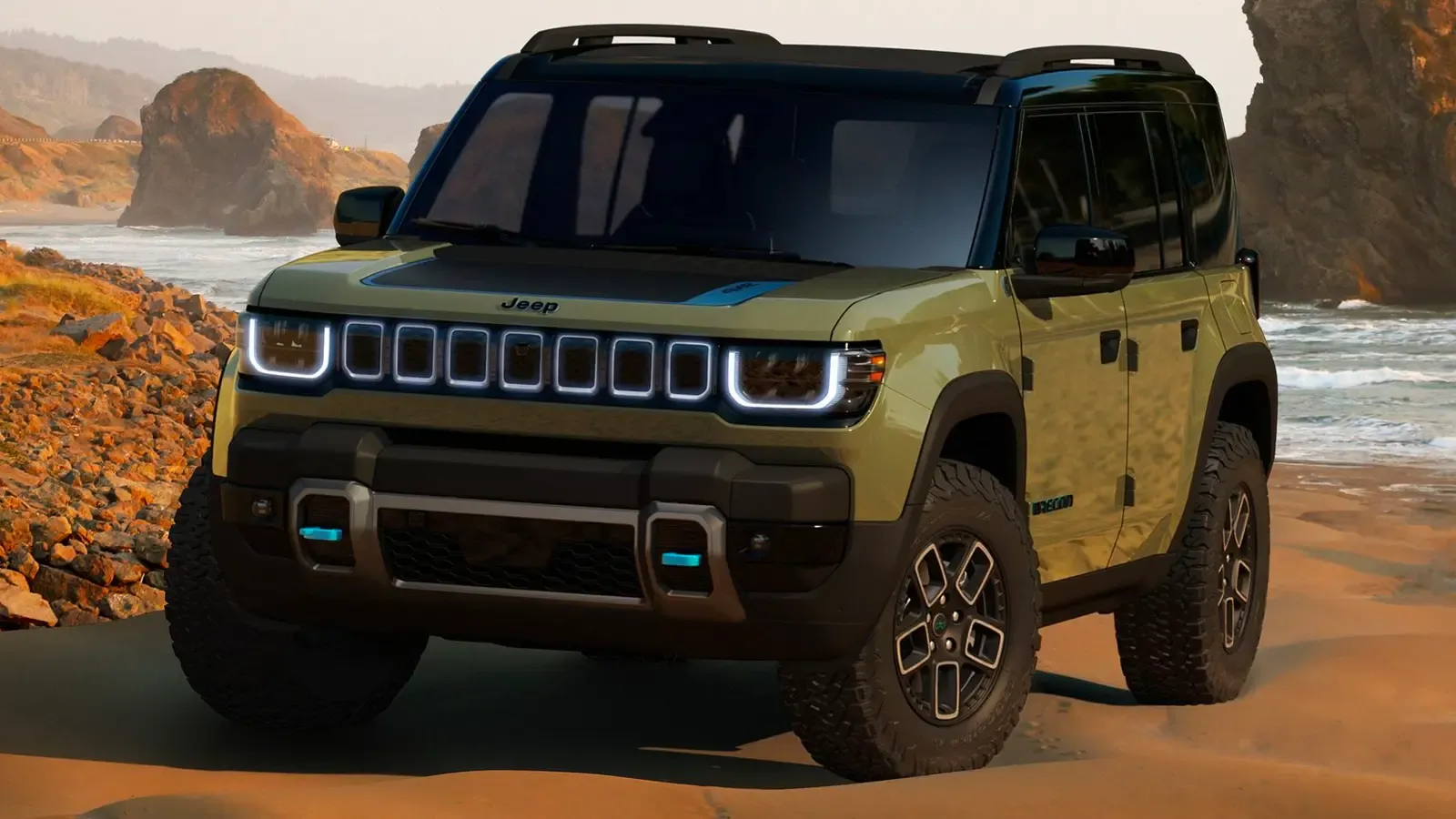 Jeep Recon exterior view on a dirt road
