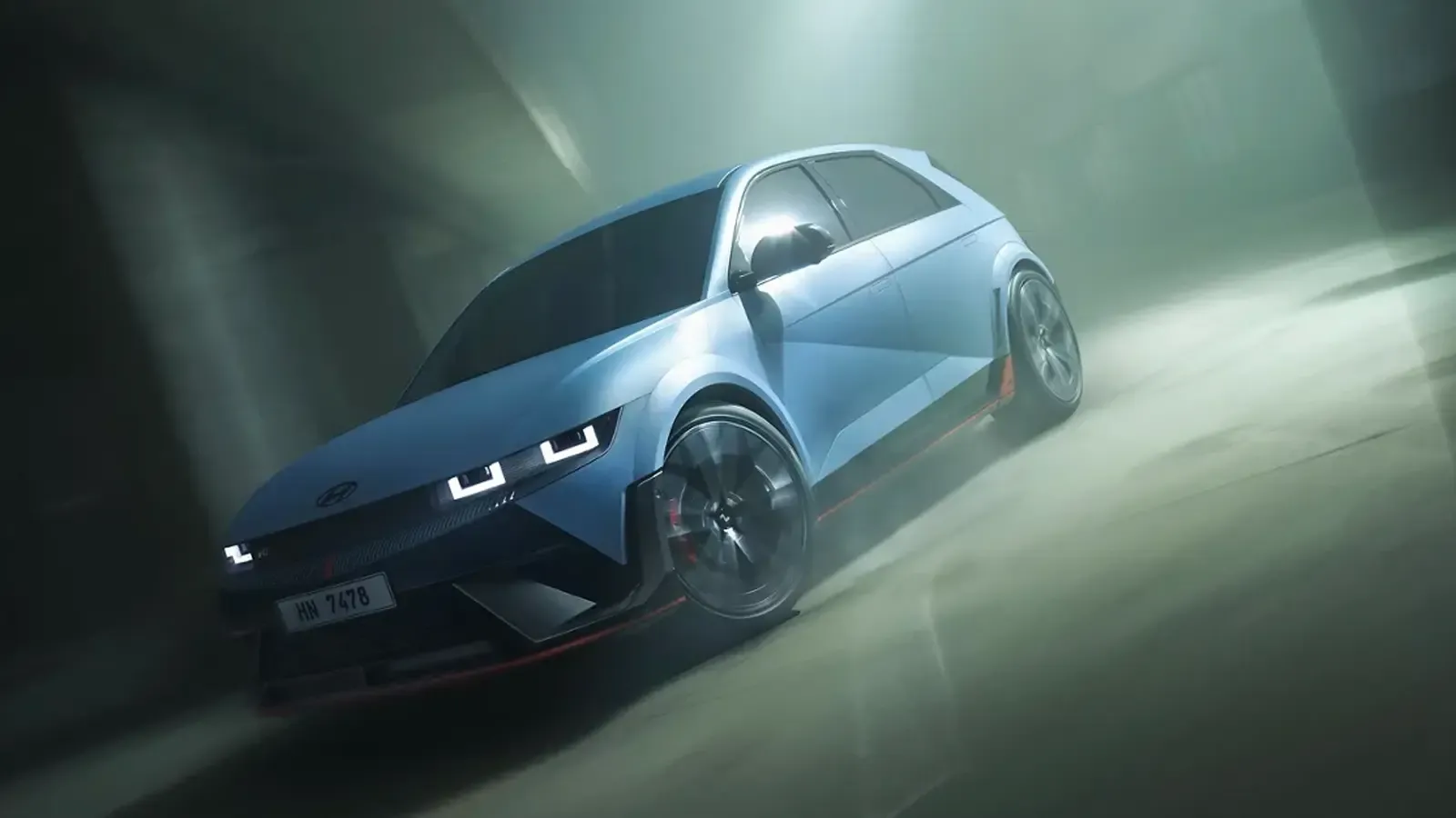 Hyundai Ioniq 5 N exterior model view on an angle 