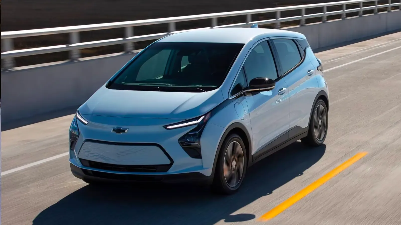 Chevrolet Bolt driving on a road 
