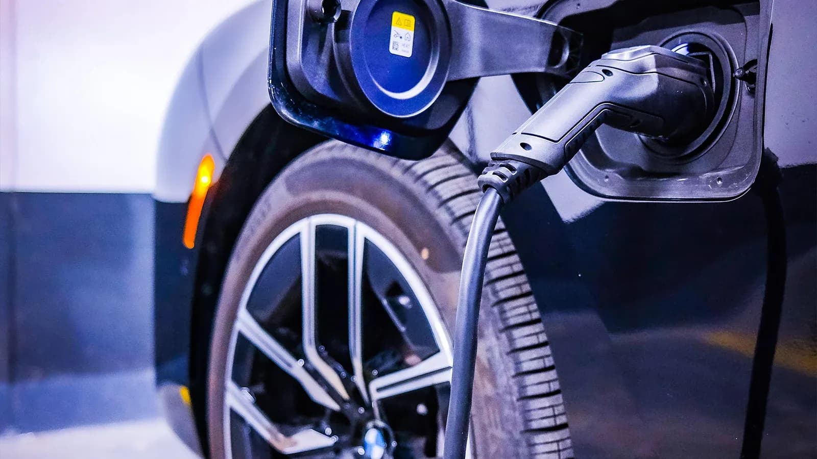 close up of EV charging
