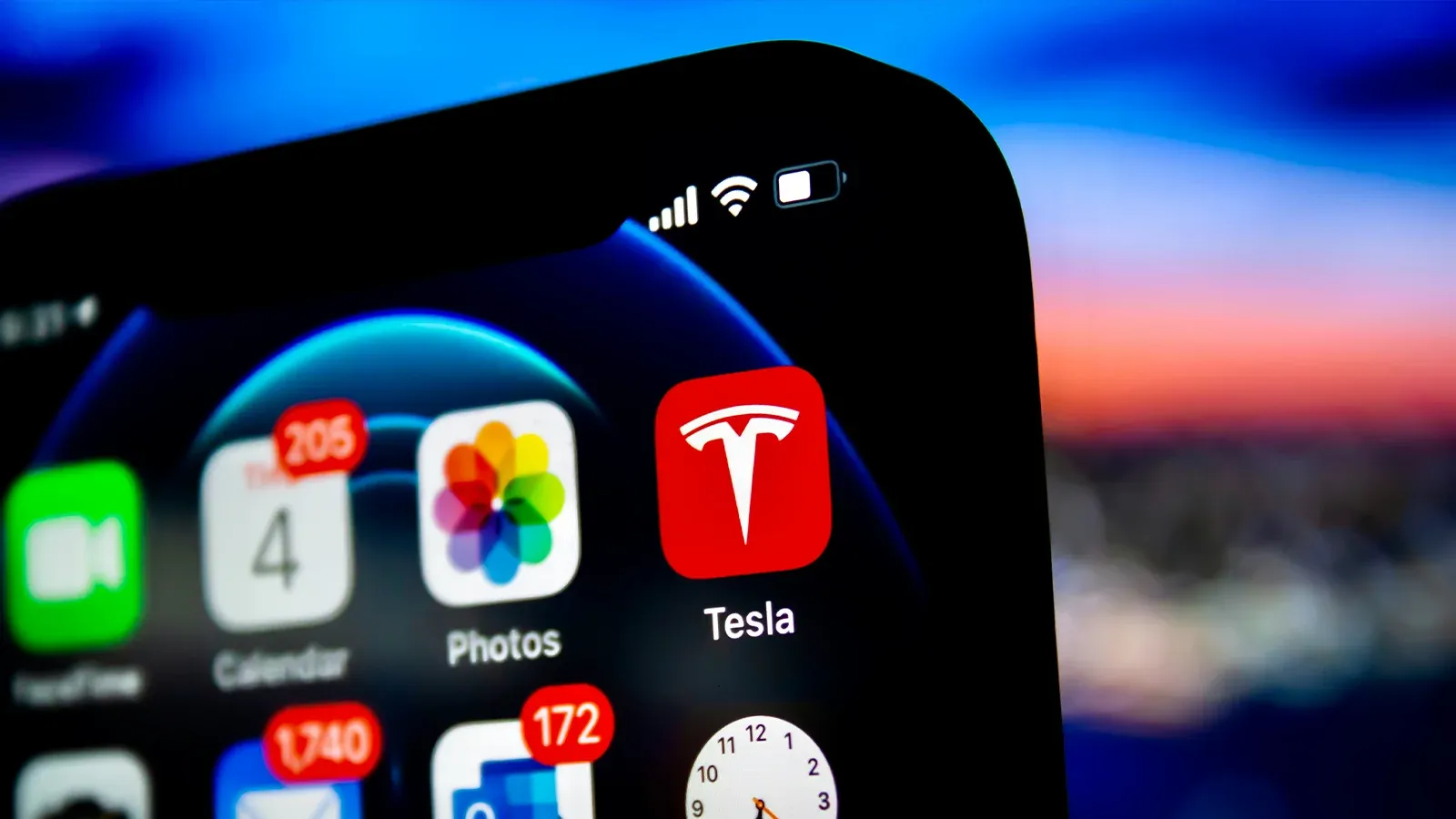 Close up of Tesla App