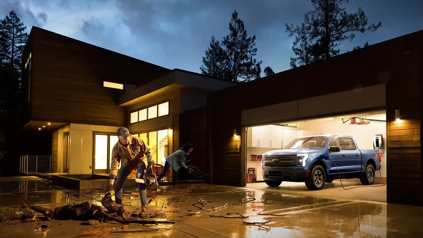 electric vehicle powering a house