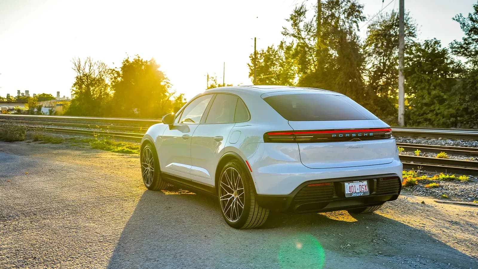 white Porsche Macan EV 