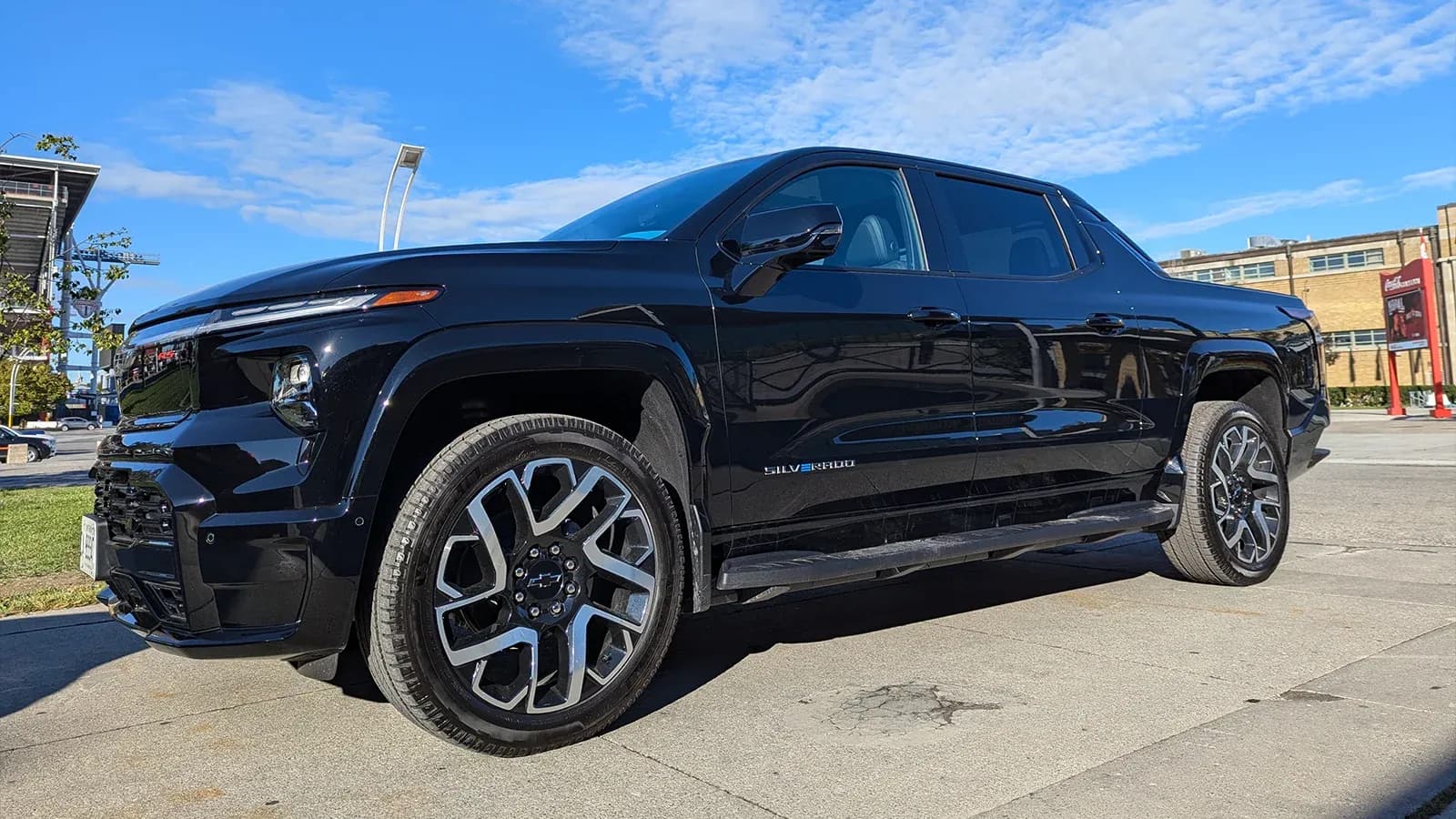 Black Chevy Silverado EV parked