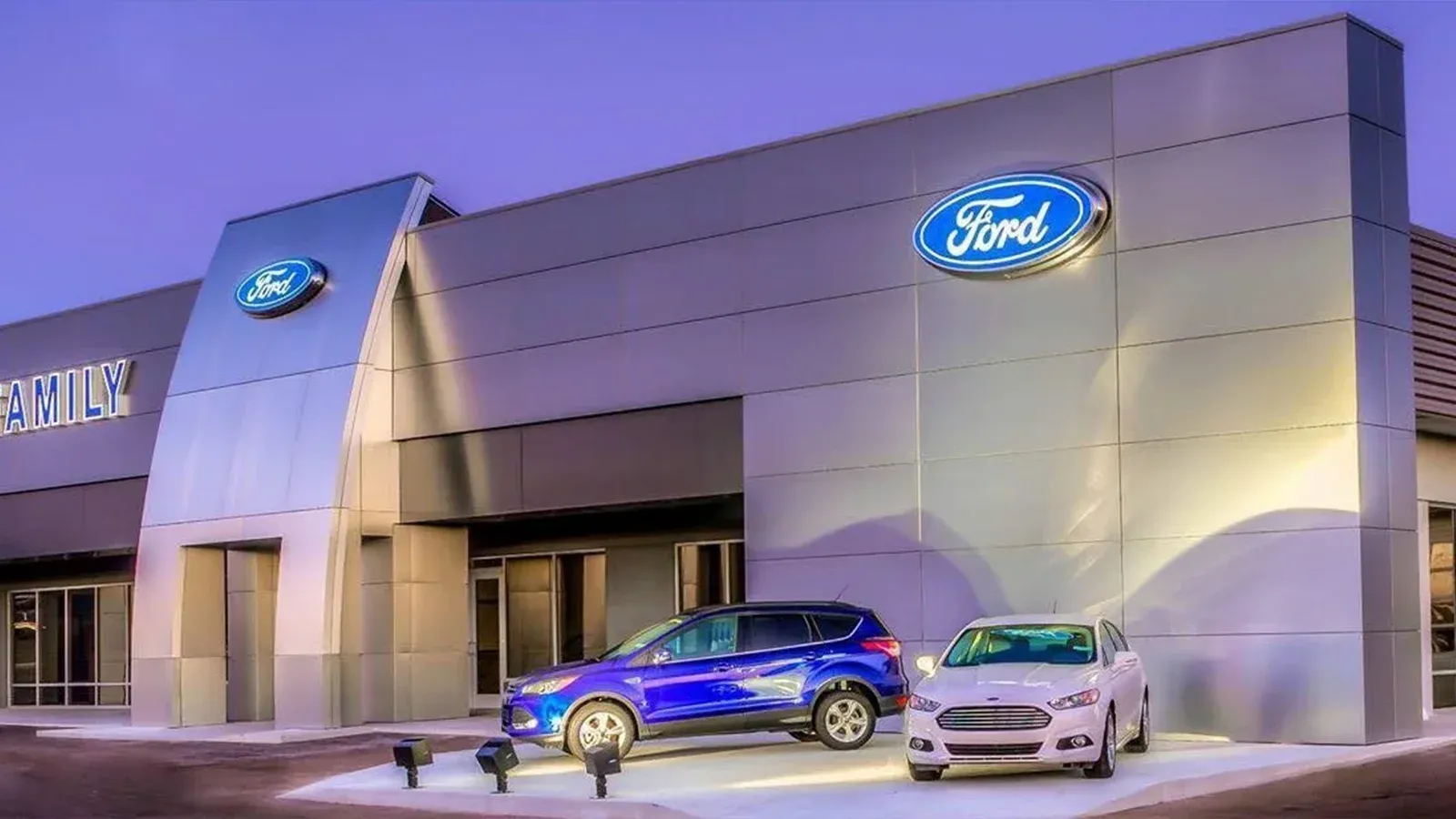 Electric vehicles at a Ford dealership