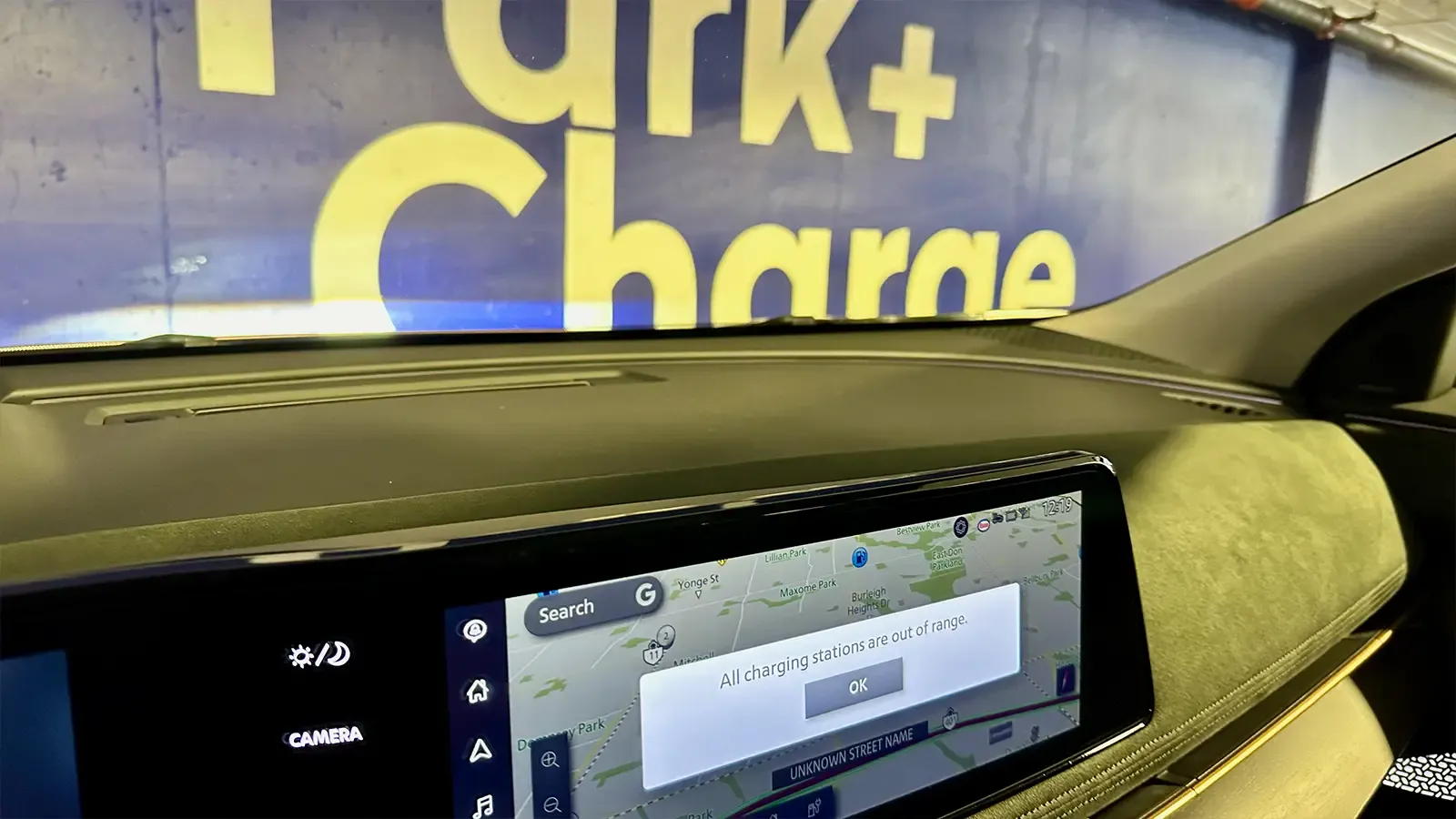 dashboard showing all charging stations are out of range