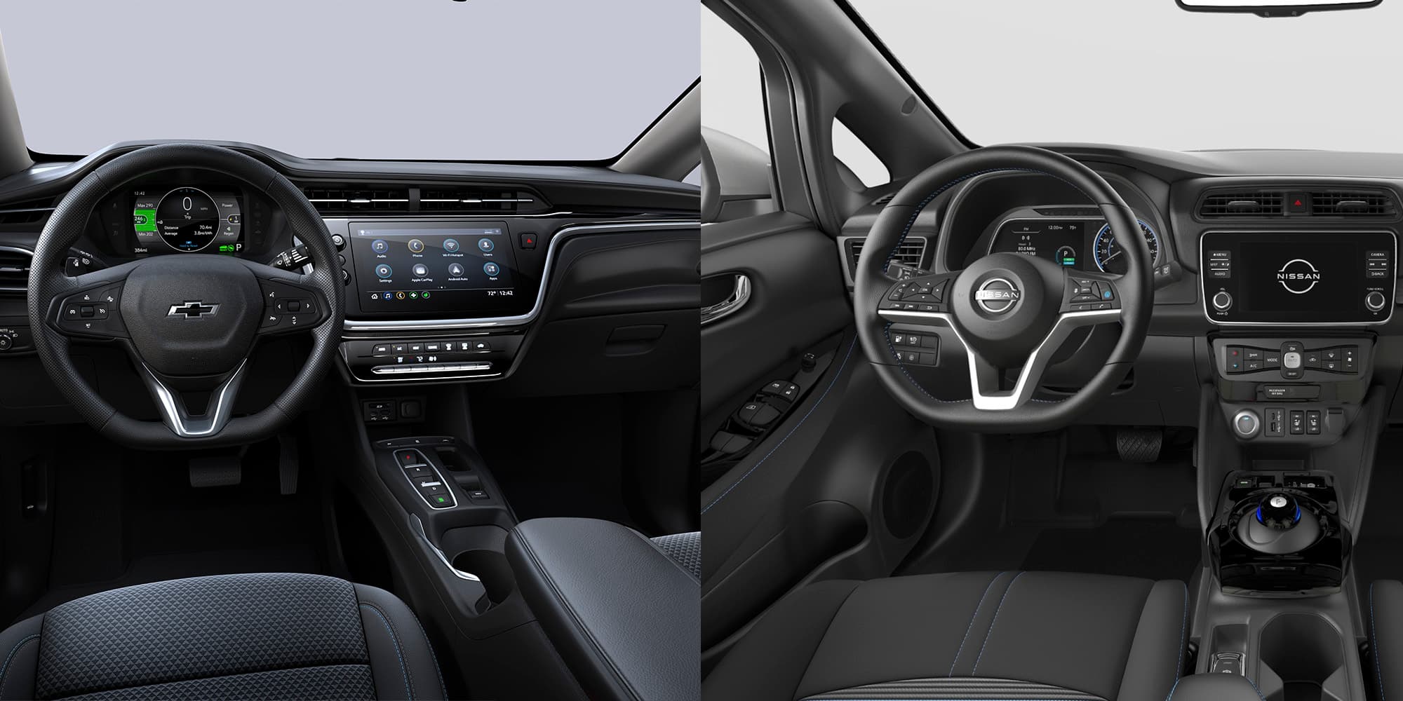 Chevy Bolt Interior vs Nissan LEAF interior