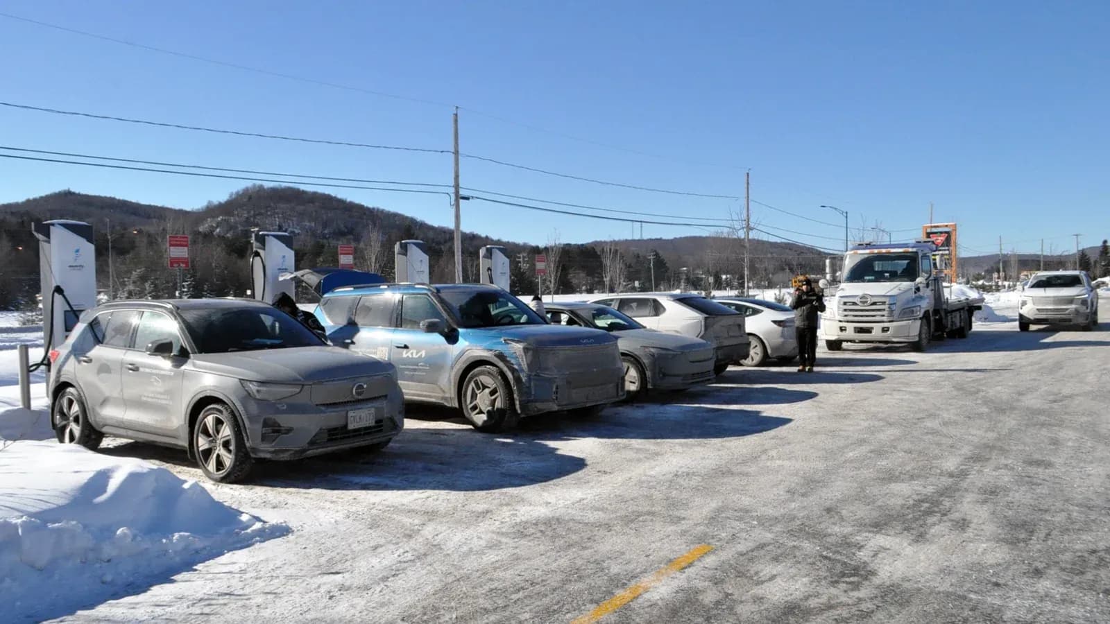 The test's EVs, charging up for the road