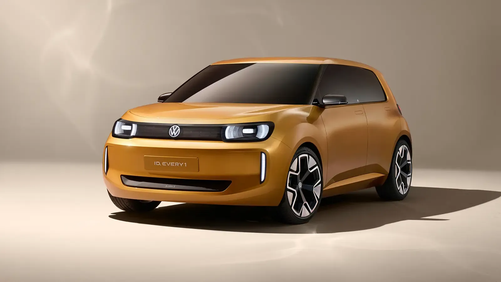 Yellow Volkswagen ID.1 front view.