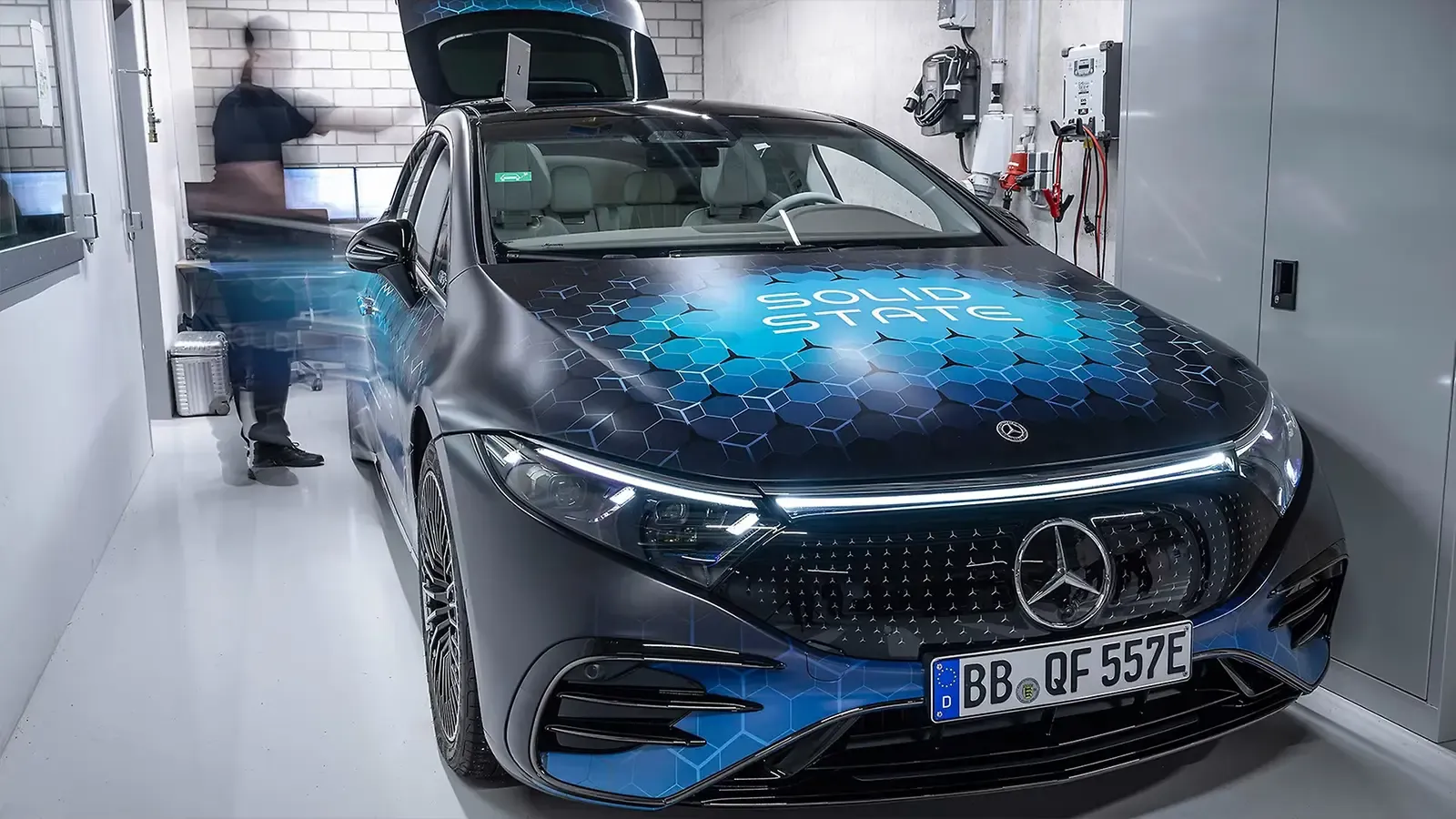 Mercedes EQS with solid state battery technology in the factory