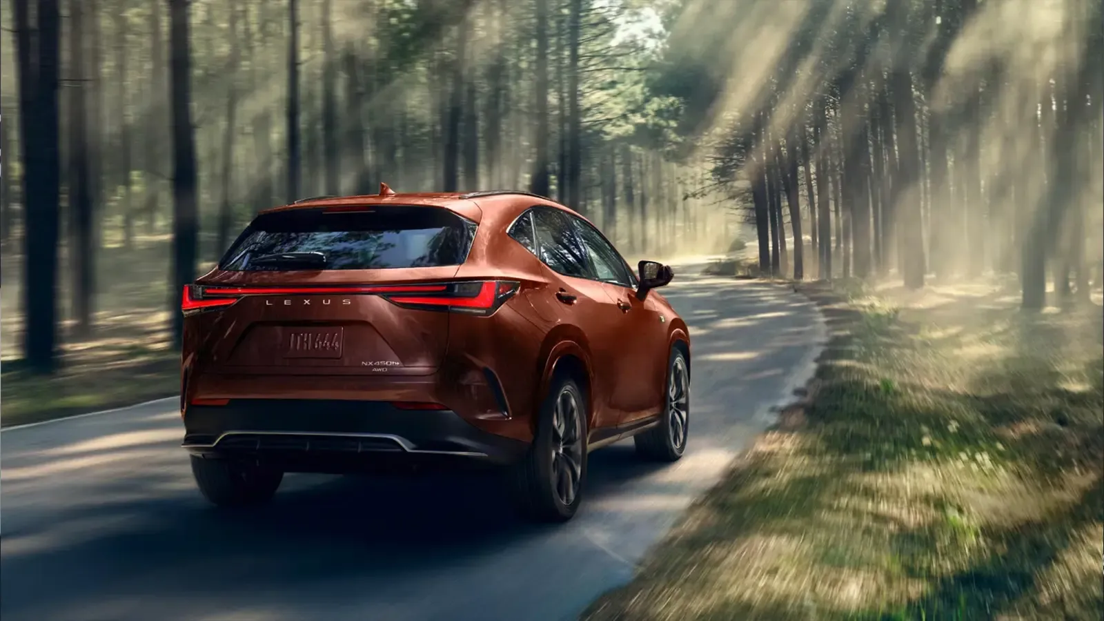 A Lexus NX 450h+ in the forest