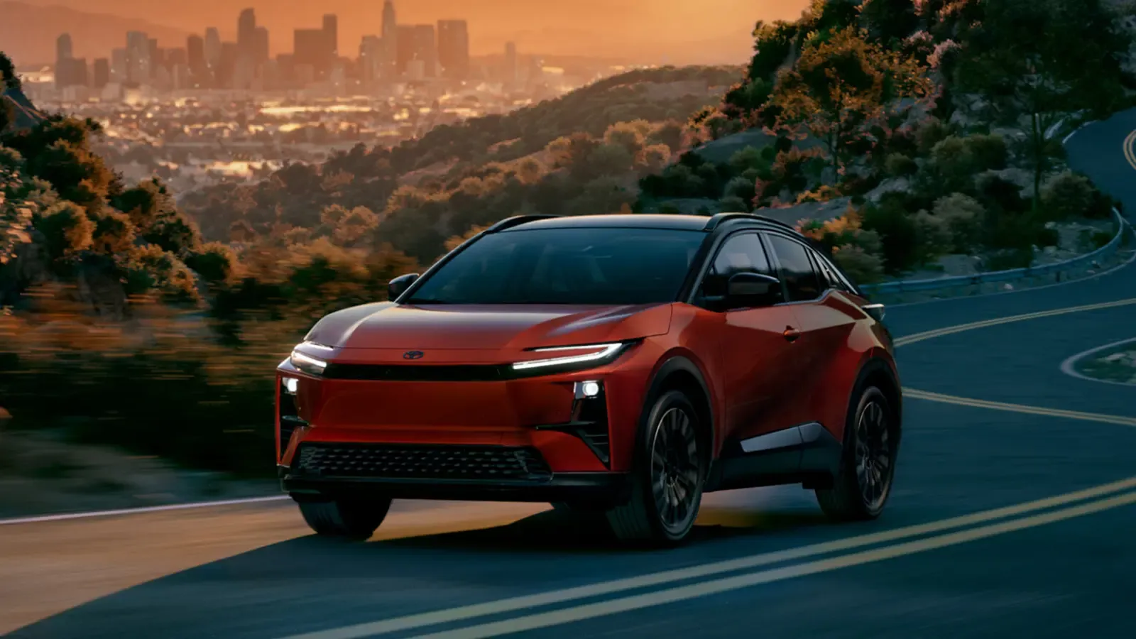 A red 2026 Toyota C-HR EV