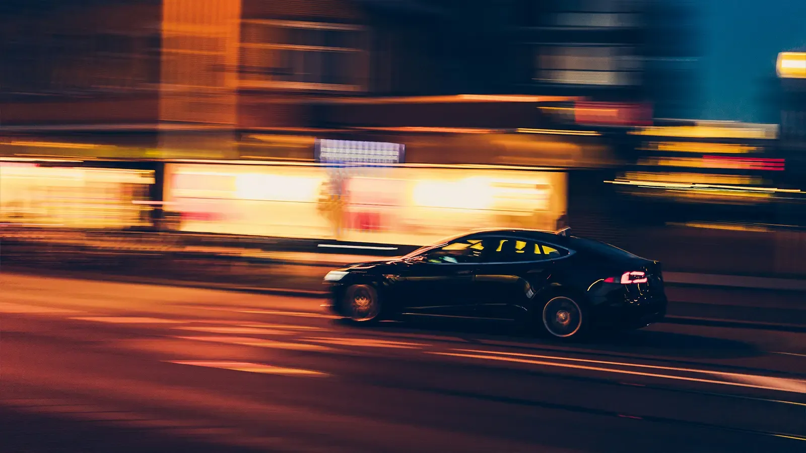 A EV driving at night