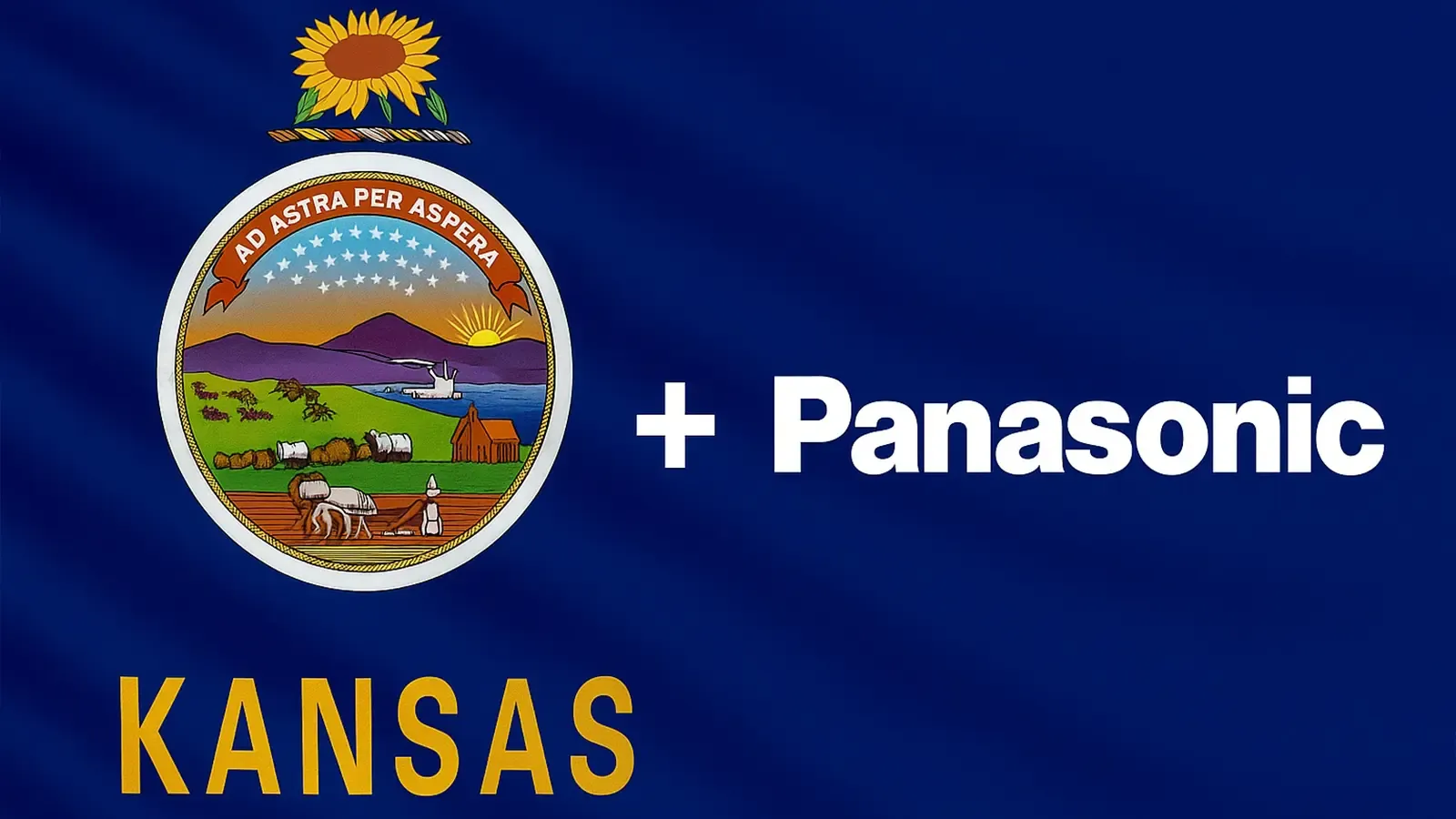 Kansas flag and the Panasonic logo
