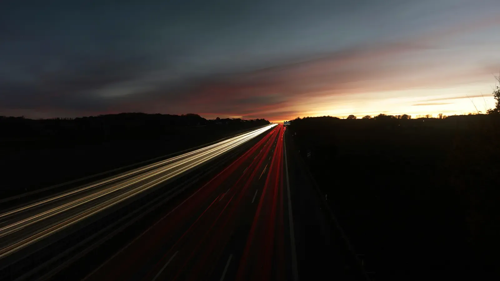 A highway at dusk