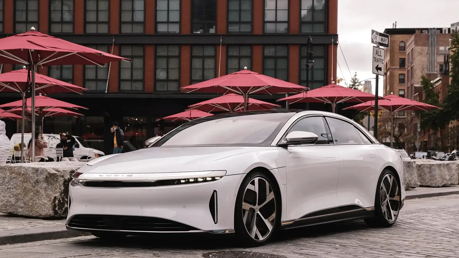 A white 2025 Lucid Air