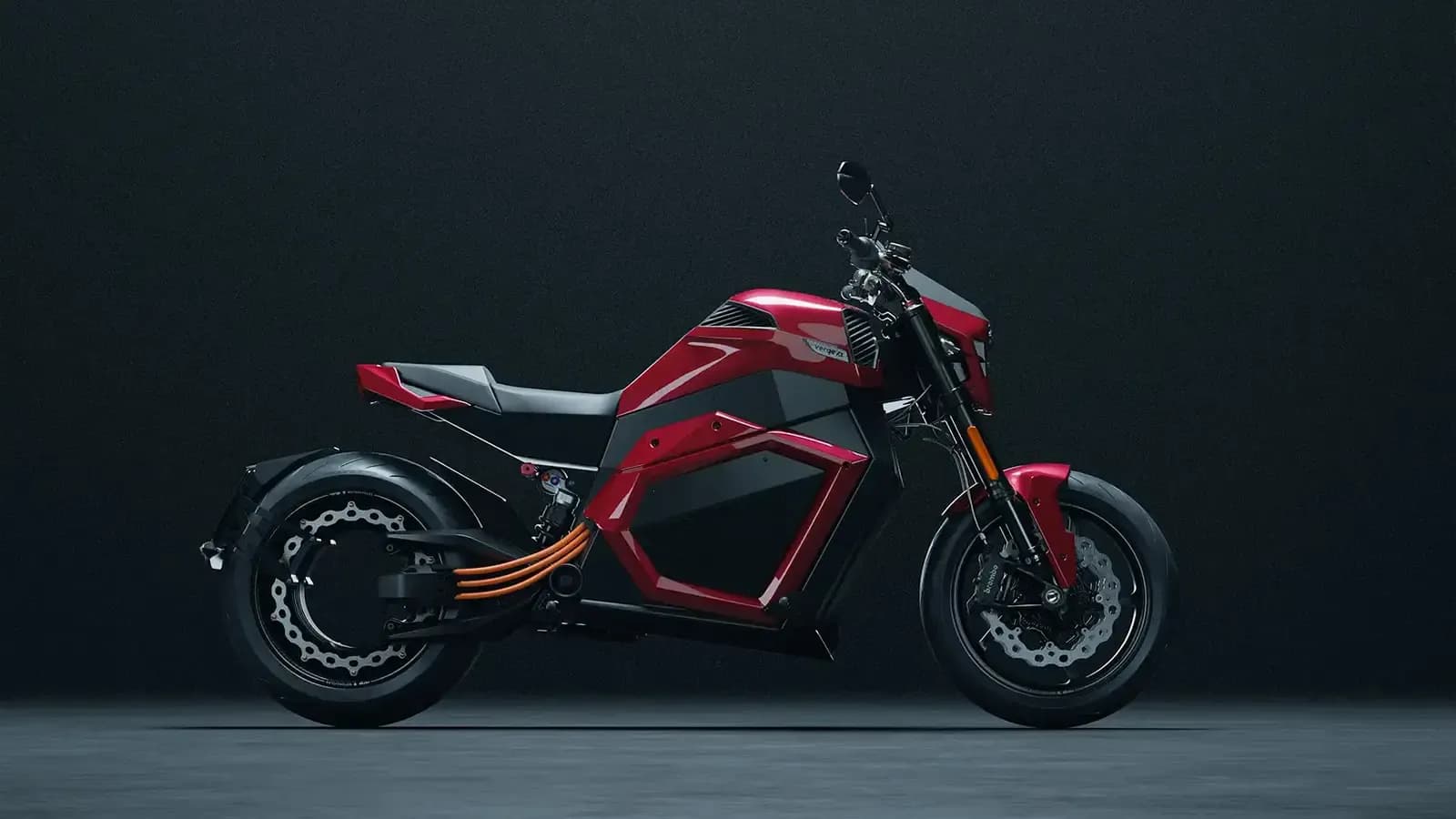 A red verge motorcycle with the solid state battery