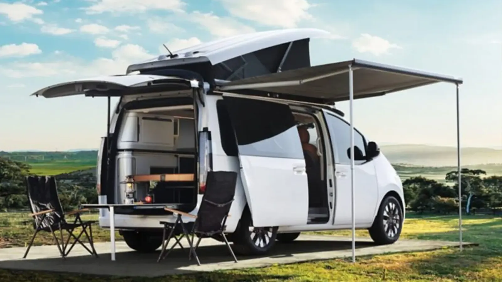 Hyundai staria camper concept 2026 in a scenic area