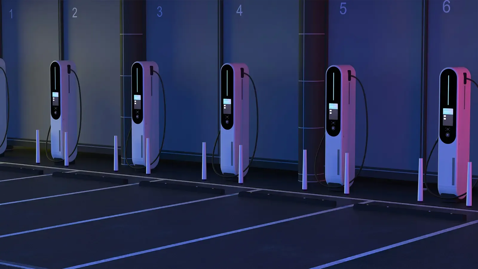 A public charging station at night