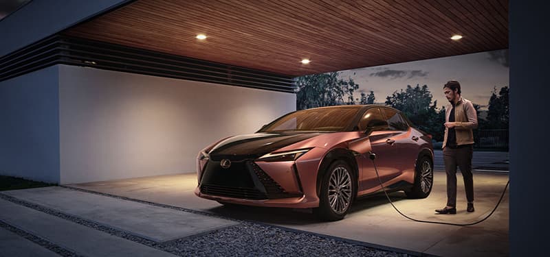 2023 Lexus RZ charging in garage