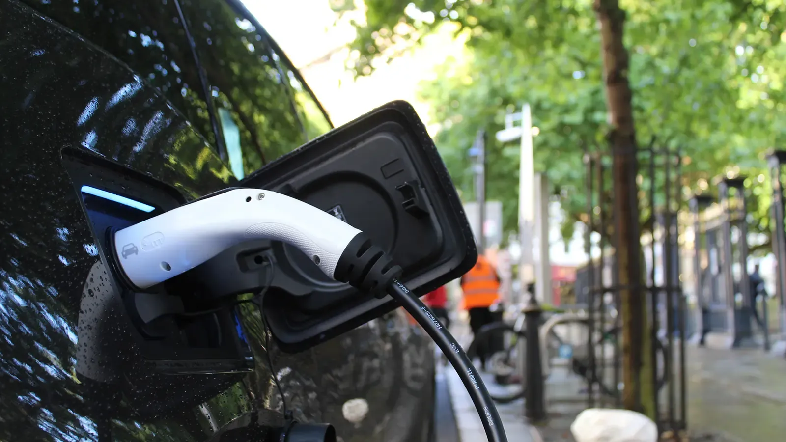 Charging an EV battery in a Park