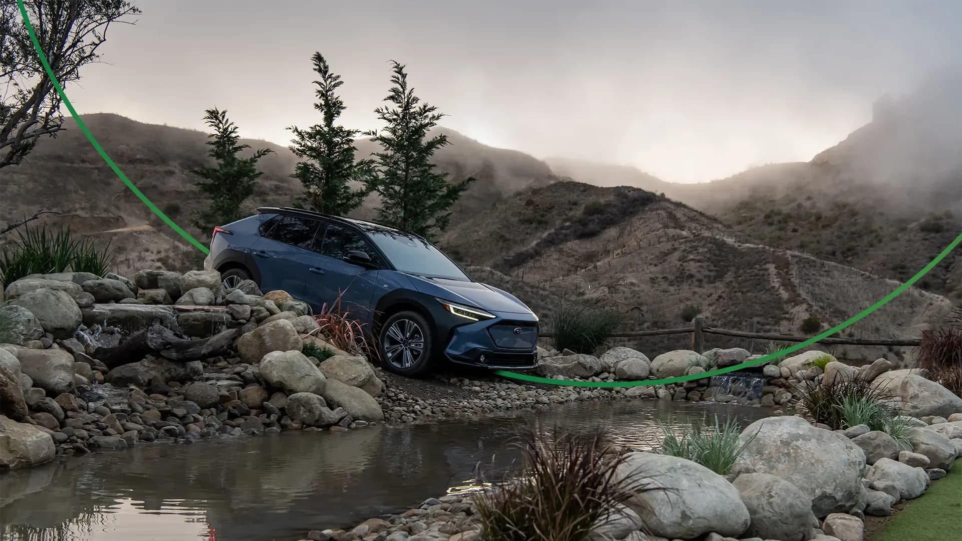 Subaru Solterra EV driving into water