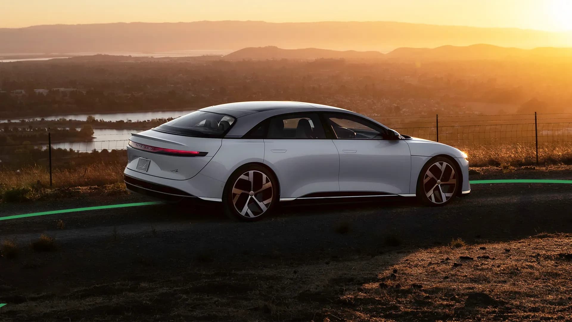 Lucid Air driving on road