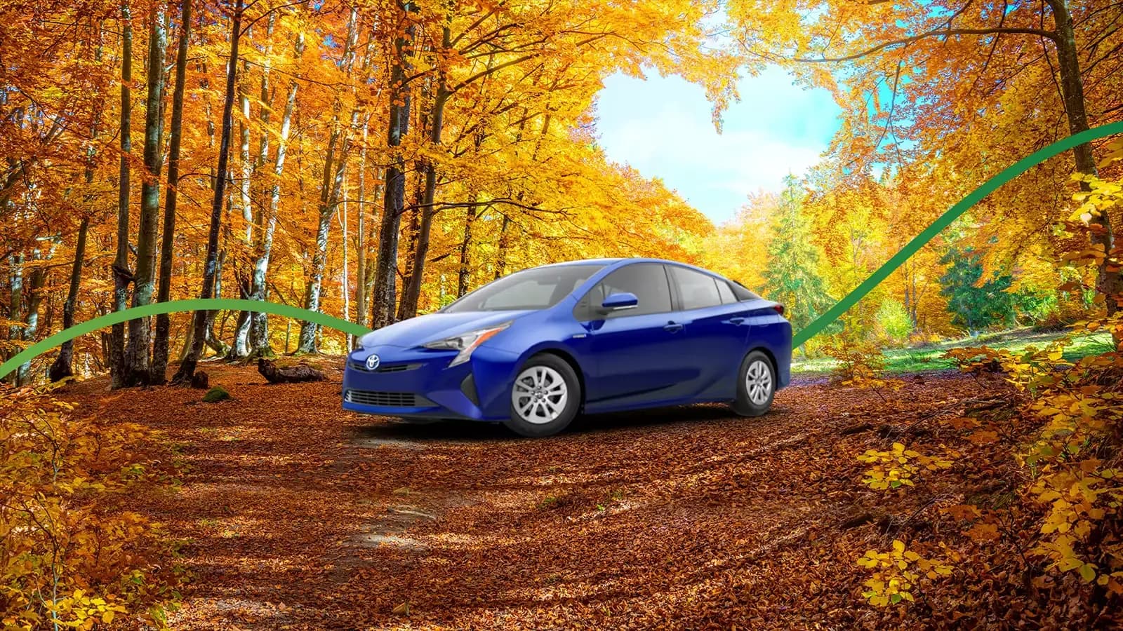 Toyota Prius parked in the forest