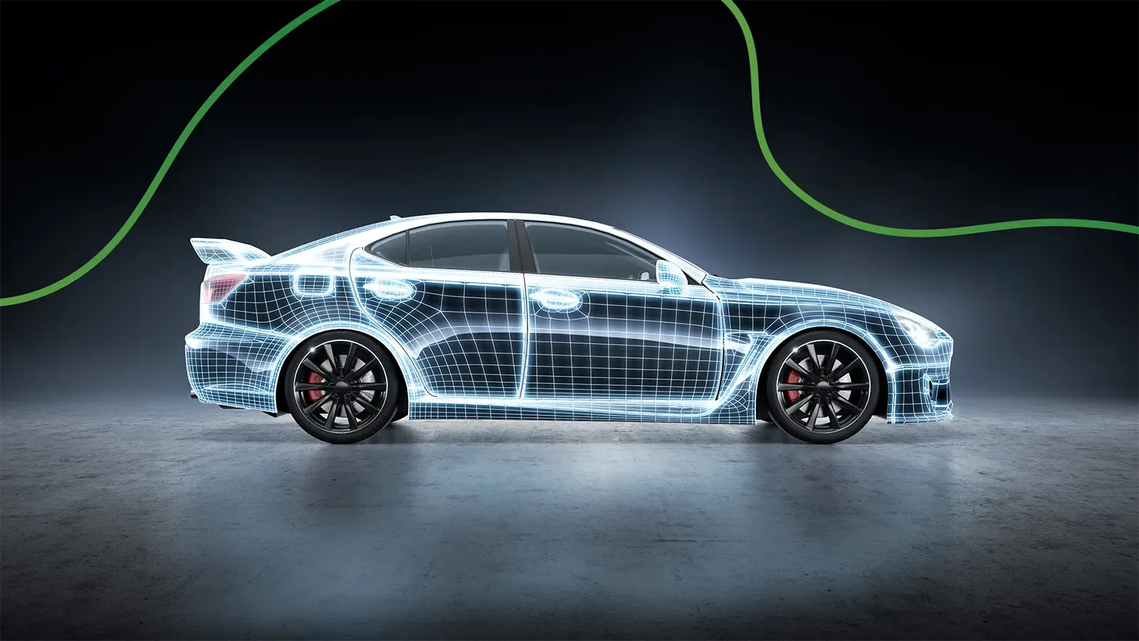 Glowing car outline with Green Cars wavy line above
