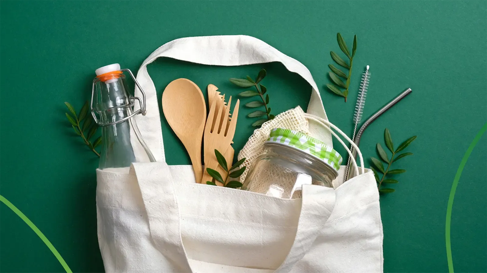 an assortment of items in a reusable bag