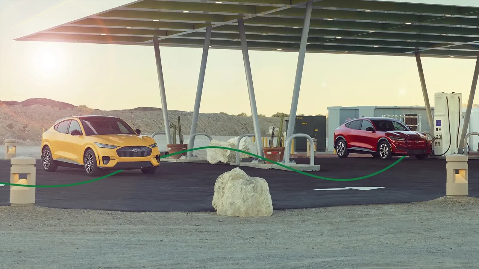 Electric charging station with two cars