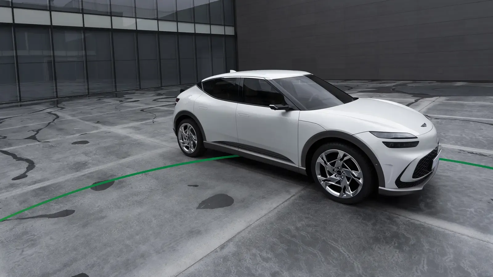 White Electric SUV in a Parking Lot