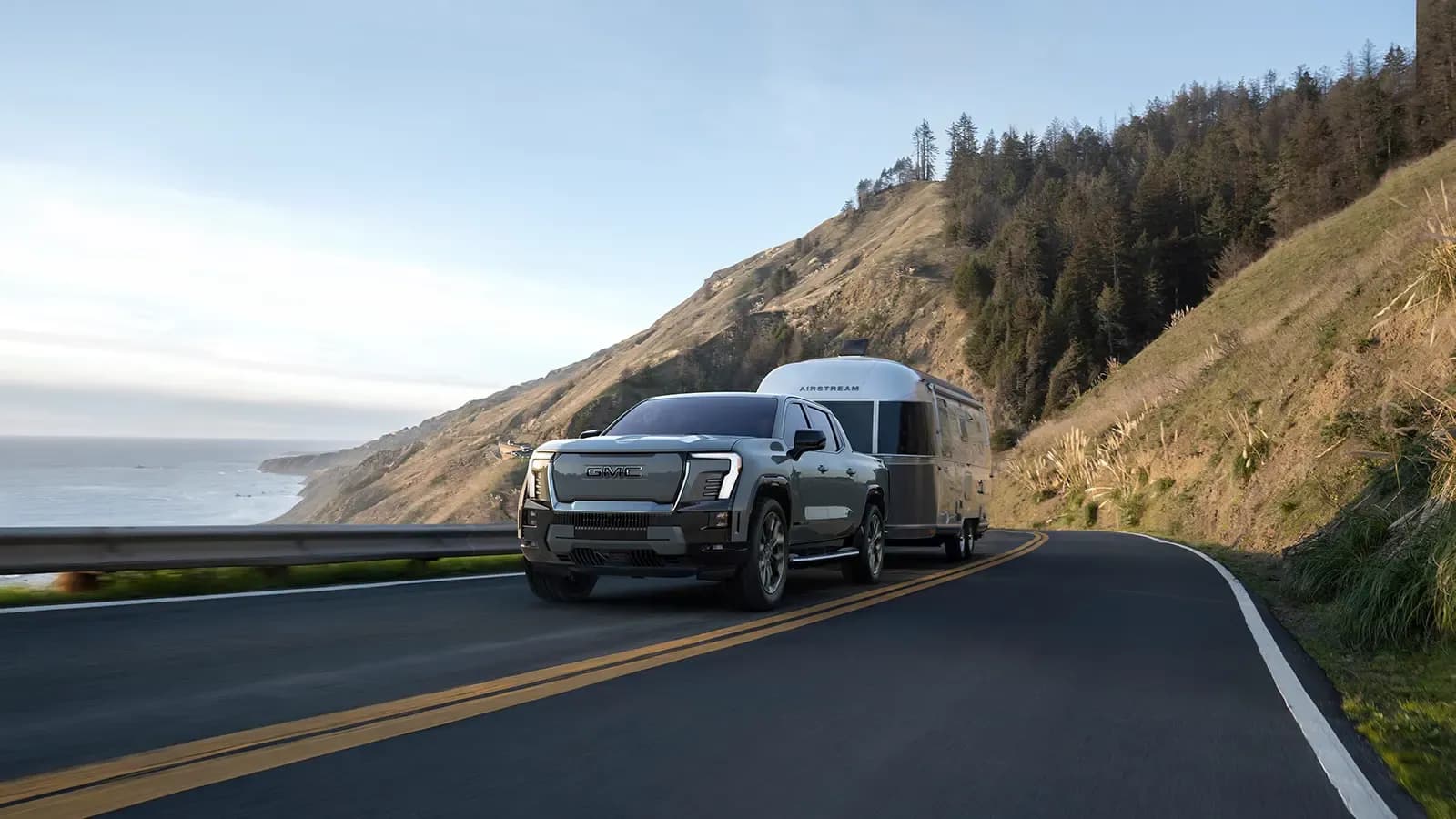 2024 GMC Sierra EV towing Airstream