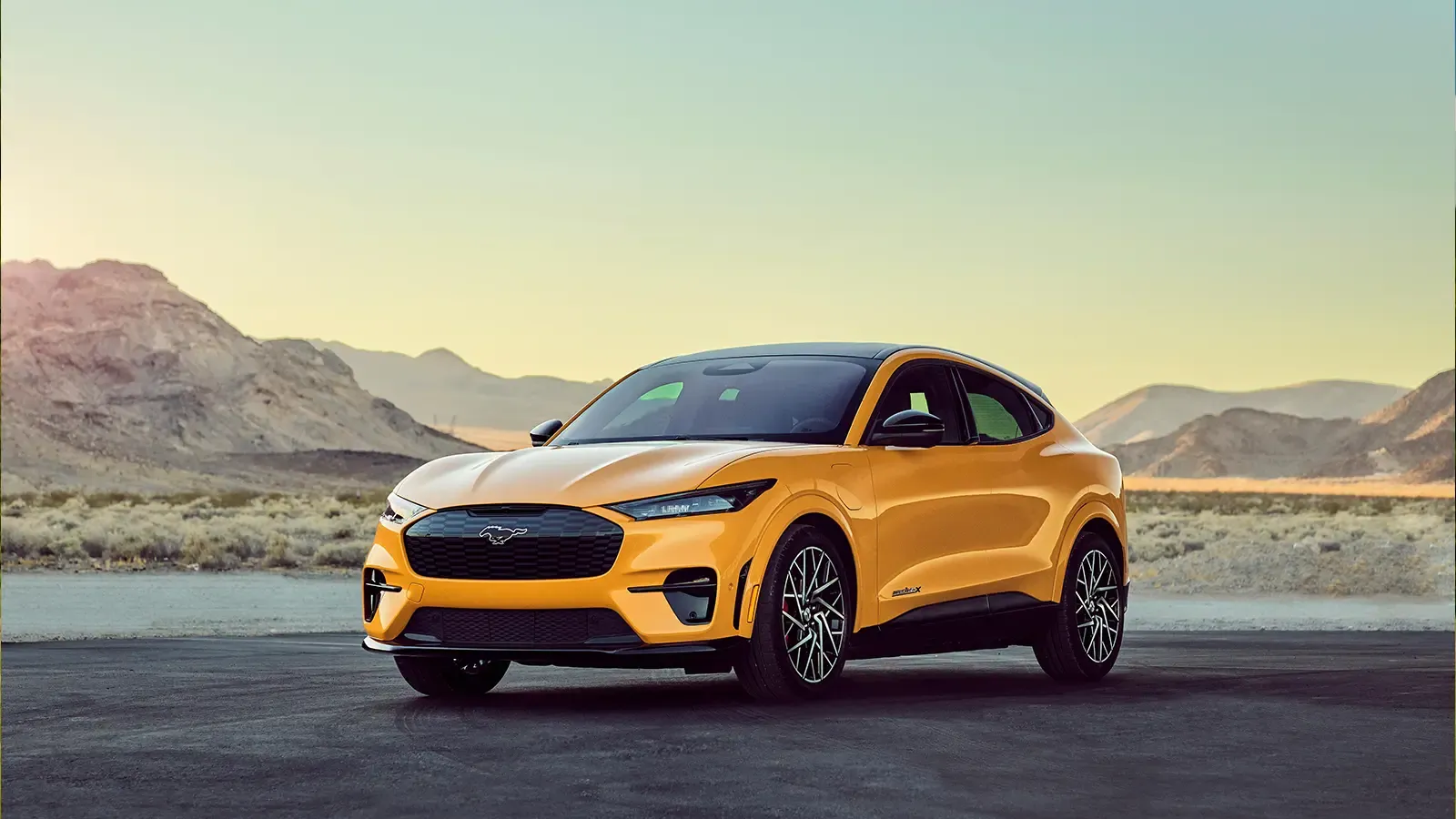 Ford Mustang Mach-e in Yellow Around Desert