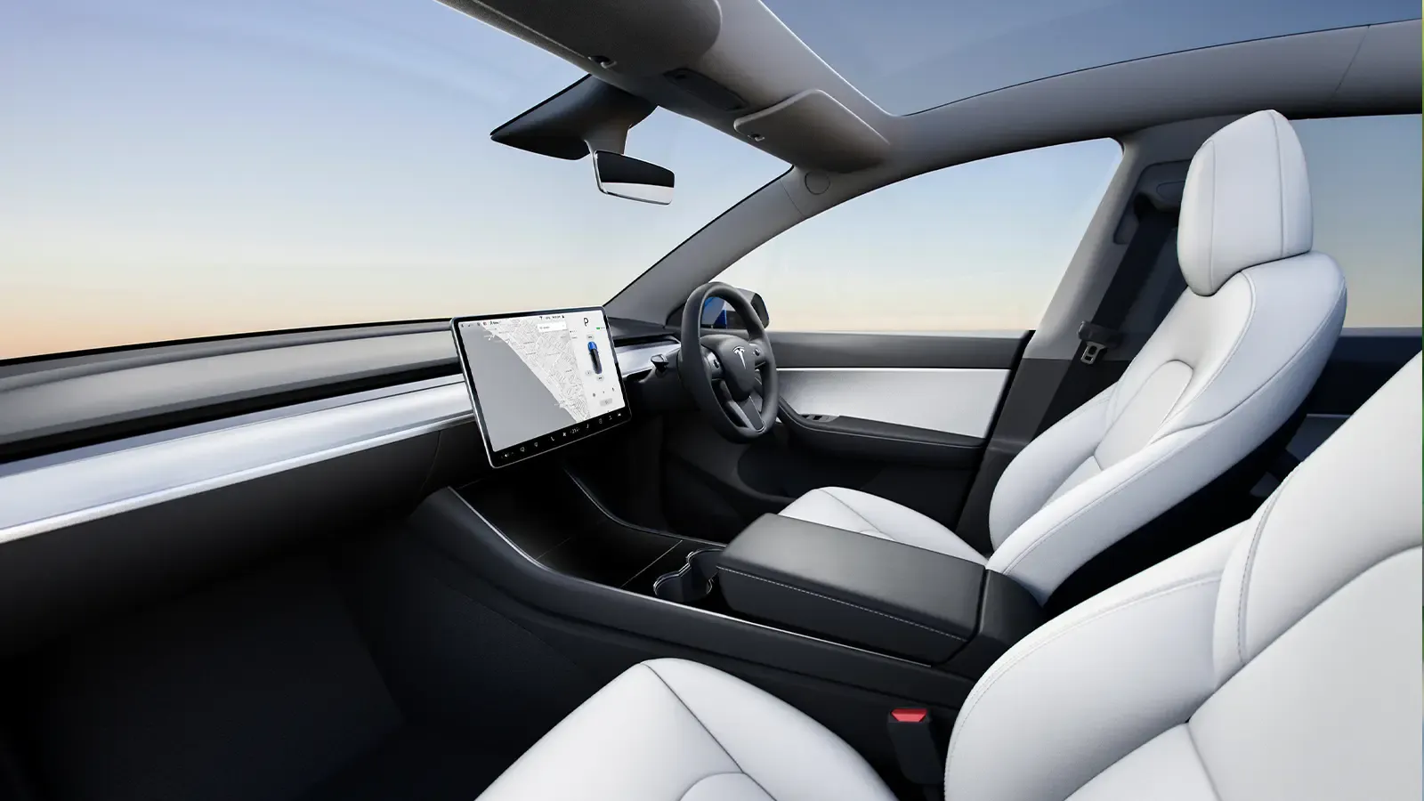 Tesla Model Y interior dahs and seating