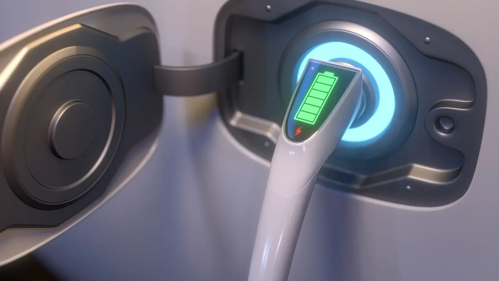 Electric car charger plugged in