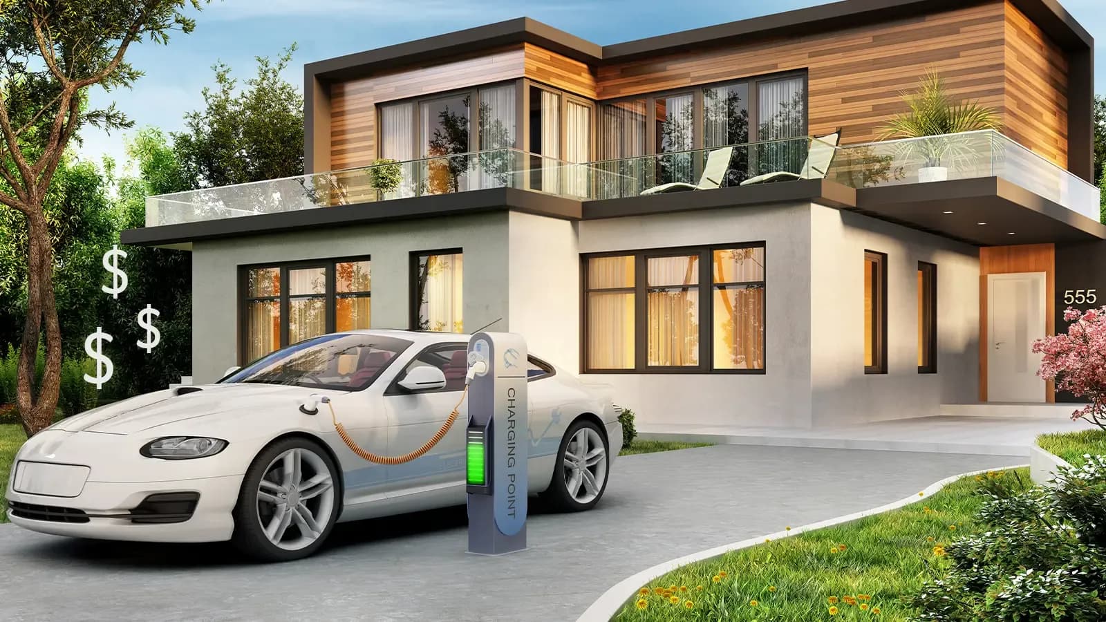 Modern home and electric car